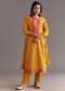 Yellow Bandhani Print Dola Silk Zardosi Kurta Set With Dupatta