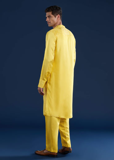 Yellow Bandhani Silk Kurta Set