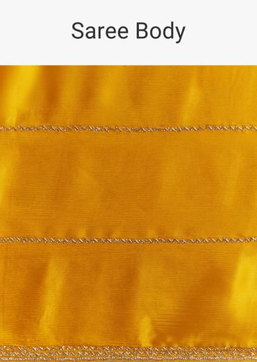 Yellow Chinon Saree With Cutdana Embroidery