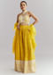 Yellow Crepe Crop Top Palazzo Pant Set With Embroidery