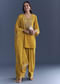 Yellow Crepe Kurta Set With Zardosi Work And Farzi Pants