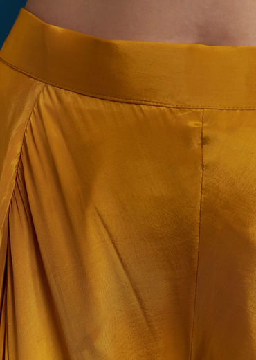 Yellow Crop Top Palazzo Set with Floral Print