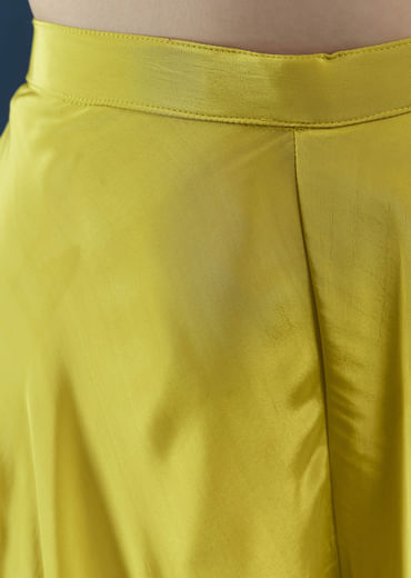 Yellow Crop Top Palazzo Set with Moti Work