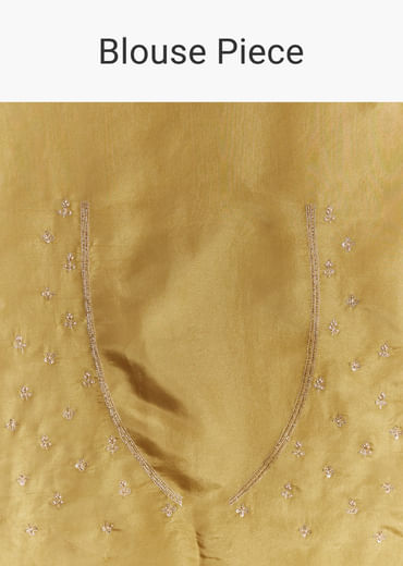 Yellow Crush Tissue Saree With Gota Zari And Beads Embroidery