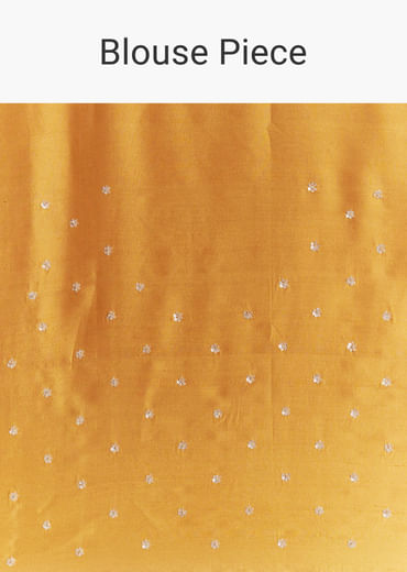 Yellow Crush Tissue Saree With Heavy Embroidered Border And Blouse