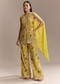 Yellow Georgette Palazzo Suit With Heavy Sequins And Resham Work