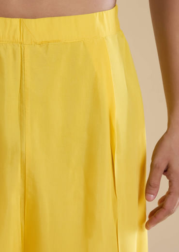 Yellow Handwoven Jacquard Silk Mens Straight Kurta Pant Set