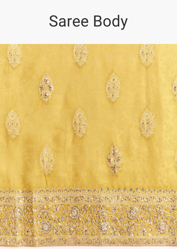 Yellow Jacquard Silk Saree With Woven Brocade Zari Work