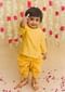 Kalki Boys Yellow Kurta And Dhoti Set In Chanderi Cotton Silk With Zari Embroidered Floral Butti Work By Tiber Taber