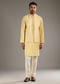 Yellow Kurta Jacket Set For Men With Hand Embroidery