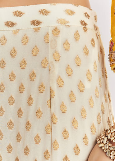 Yellow Ombre Kurta Palazzo Suit With Zardosi And Sequins Work
