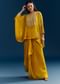 Yellow Organza Crop Top With Asymmetric Design