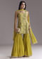 Yellow Paisley Print Sharara Set With Zari Embroidery