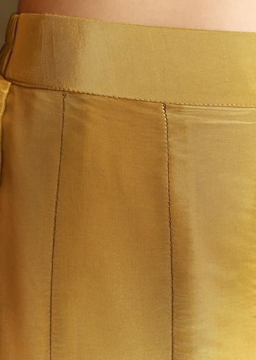 Yellow Palazzo Suit With Resham Kurta Dupatta