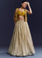Yellow Satin Festive Lehenga With Hand Dyed Chevron Print Jacket