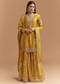 Yellow Satin Palazzo Suit With Gota And Cutdana Work