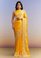 Yellow Satin Saree With Heavy Embroidered Details