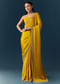 Yellow Satin Saree with Sequins and Unstitched Bouse