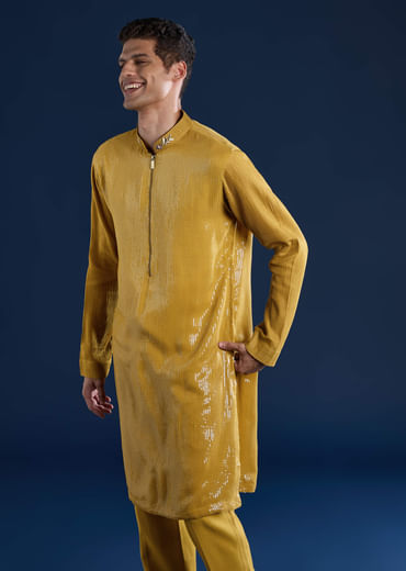 Yellow Sequin Kurta Set