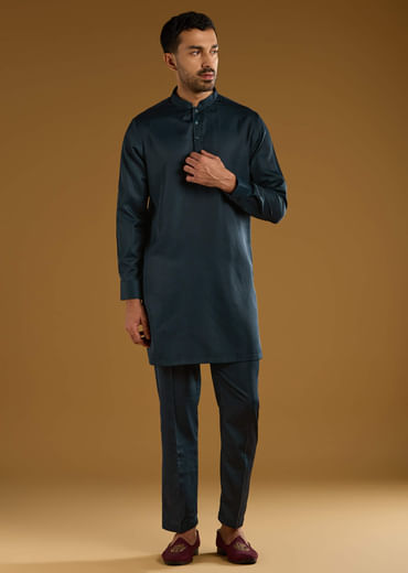 Yellow Silk Floral Kurta Jacket Set For Men With Thread Work