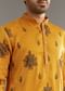 Yellow Silk Kurta Set With Artistic Print