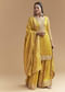 Yellow Silk Palazzo Suit With Hand Embroidery And Floral Print