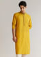 Yellow Silk Resham Embroidered Kurta Set With Mirrorwork