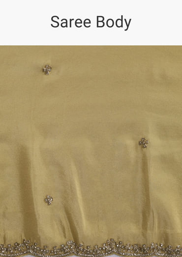 Yellow Tissue Saree With Cutdana And Stone Embroidery
