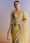 Yellow Tissue Saree With Heavy Floral Embroidered Border