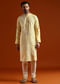 Yellow Viscose Kurta Set For Men With Resham Work
