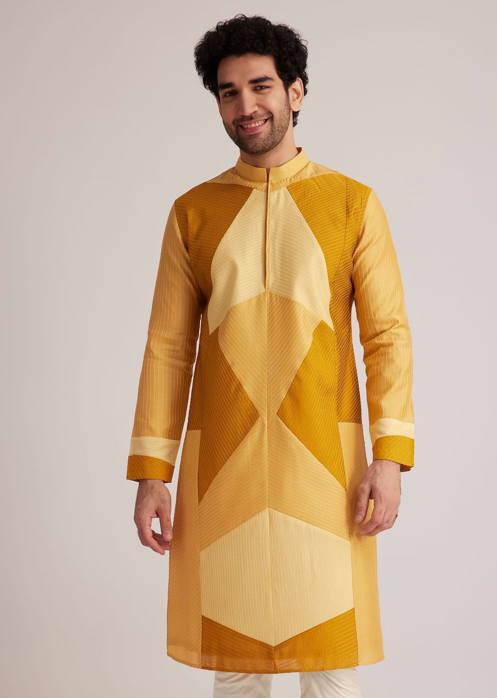 Yellow Abstract Kurta Set