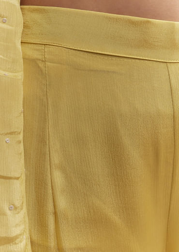 Yellow Chinon Sharara Suit With Sequins And Cutdana Work