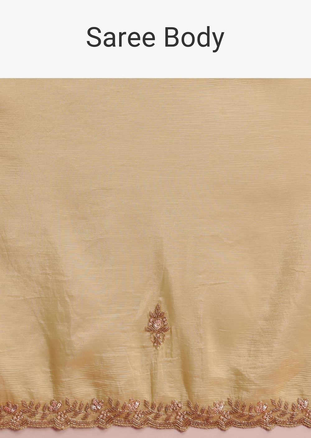Yellow Crushed Tissue Saree With Cutdana Work