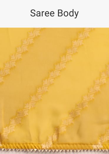 Yellow Dola Silk Leheriya Woven Saree With Gotta Patti Border