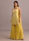 Yellow Embellished Sharara Set With Net Dupatta