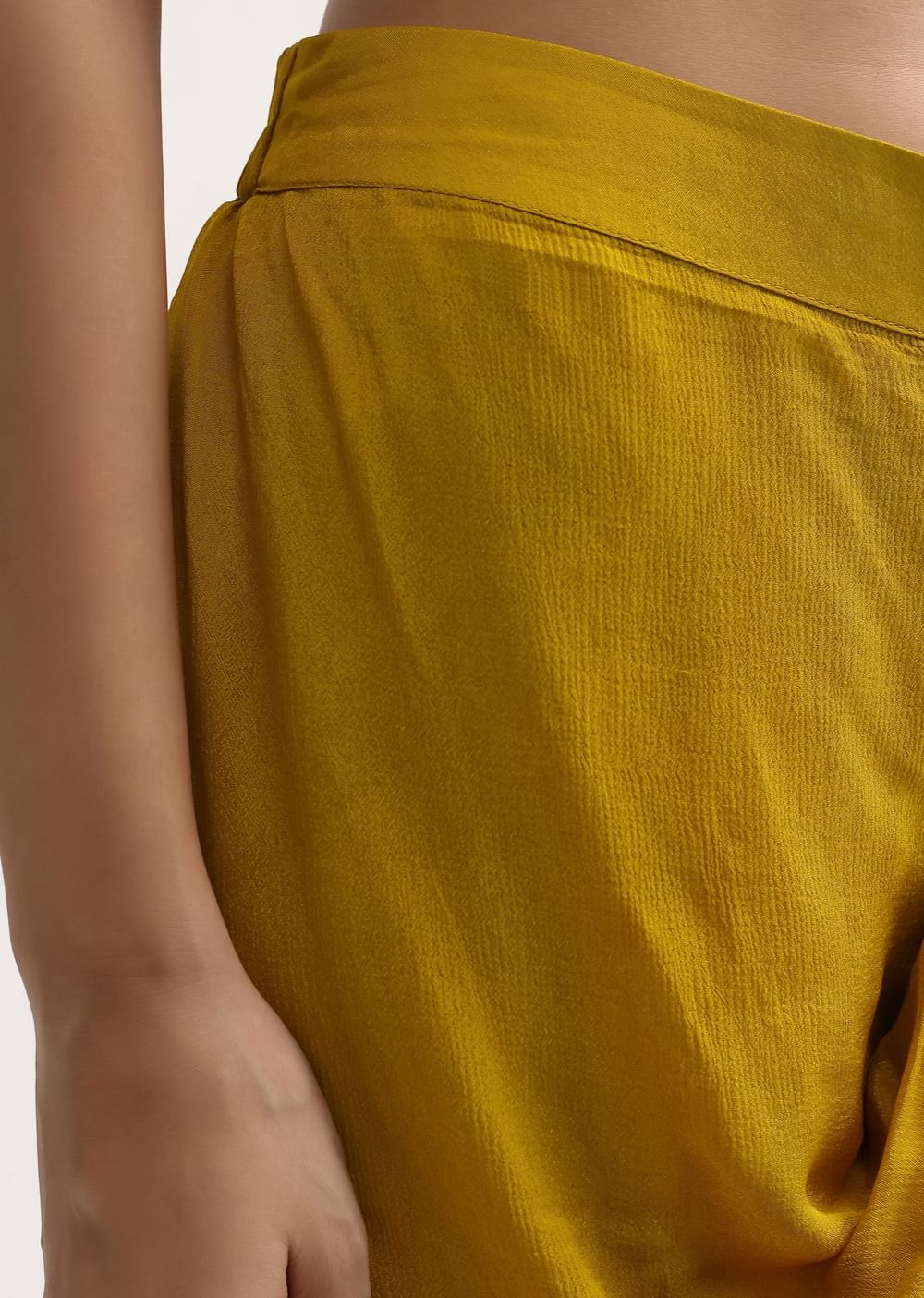 Yellow Embroidered Crop Top And Dhoti With Jacket
