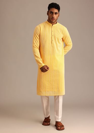 Yellow Georgette Kurta Set With Resham Work