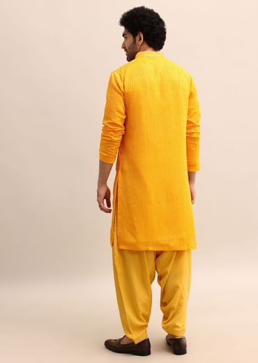 Yellow Gold Coin Work Kurta And Patiala Salwar Set