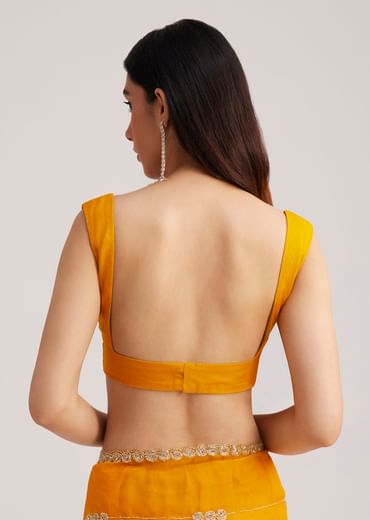 Yellow Organza Saree With Cutdana Embroidery