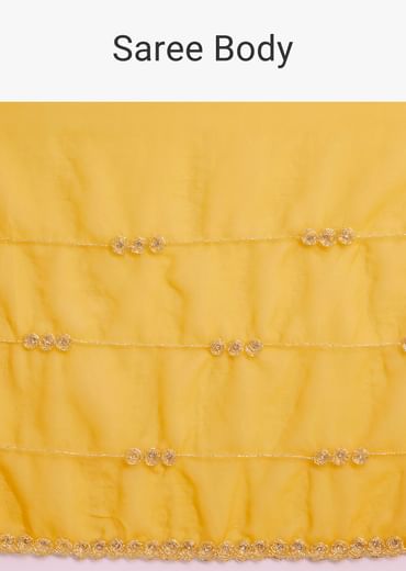 Yellow Organza Saree With Cutdana Embroidery
