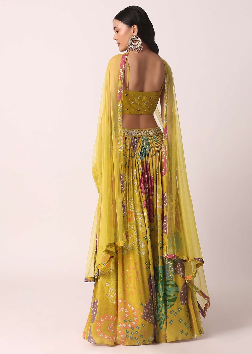 Yellow Printed Lehenga Set With Embroidery