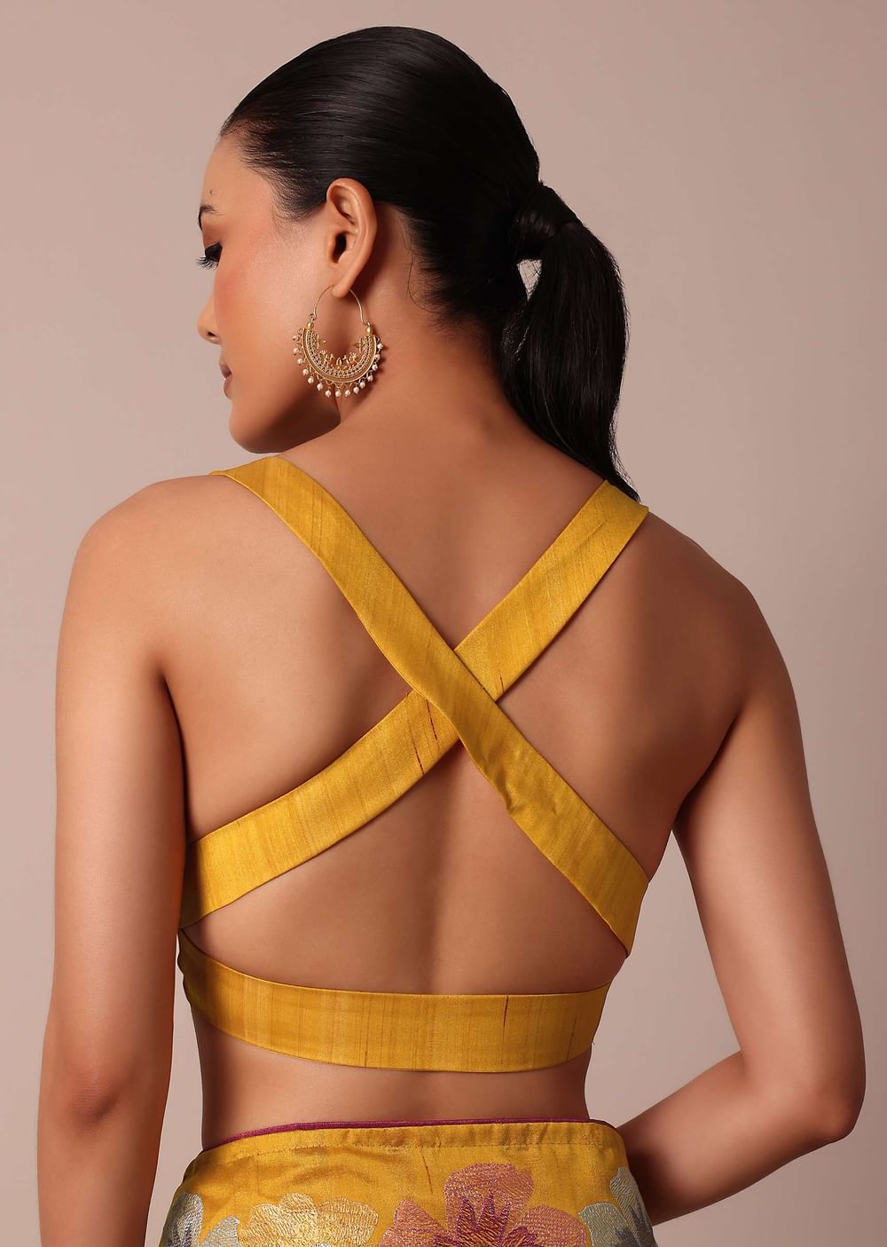 Yellow Semi Tussar Silk Saree With Resham Thread Artistry