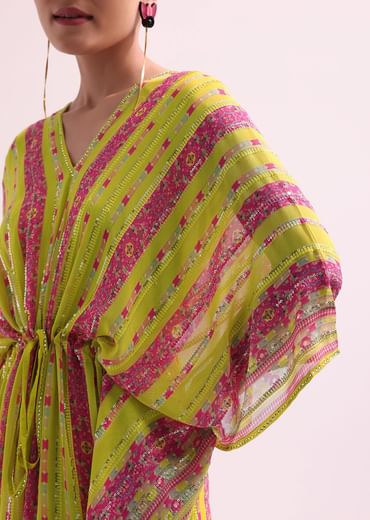 Yellow Sequins Kurta Pant Set
