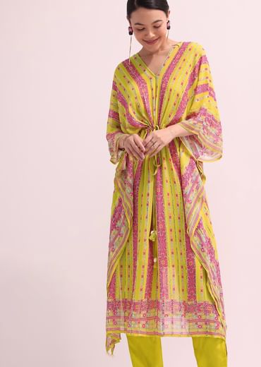 Yellow Sequins Kurta Pant Set