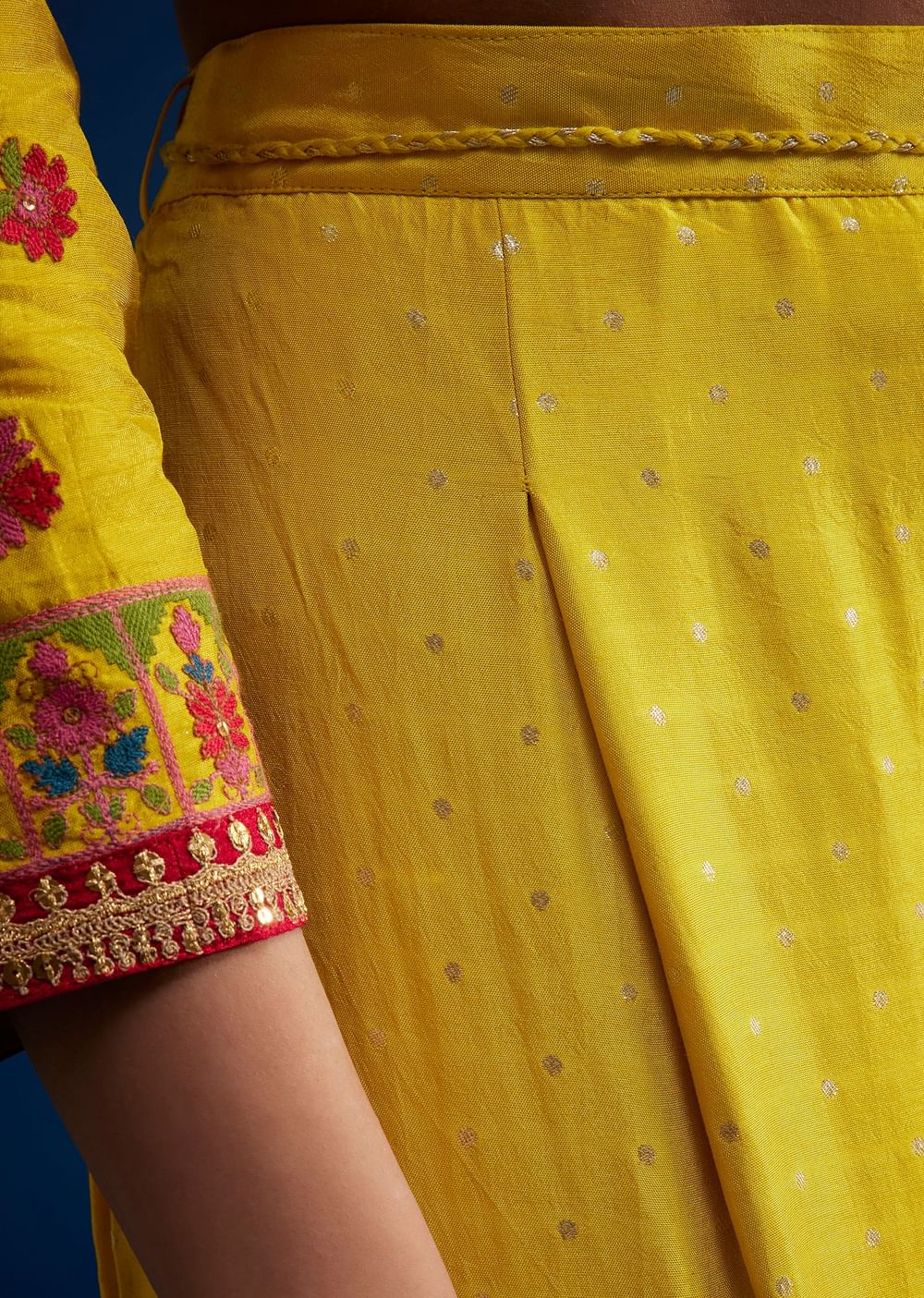Yellow Silk Sharara Set With Gotta Lace Work