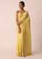 Yellow Striped Tissue Silk Saree with Unstitched Blouse Piece