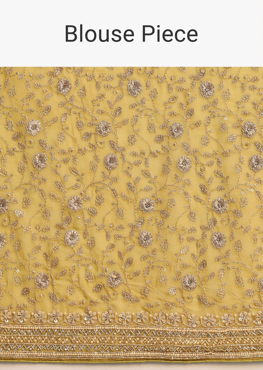 Yellow Tissue Organza Saree With Embroidered Border And Unstitched Blouse