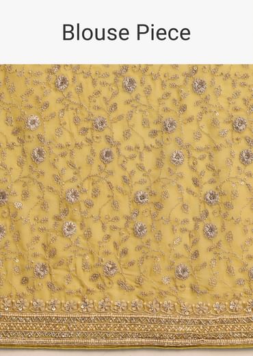 Yellow Tissue Organza Saree With Embroidered Border And Unstitched Blouse