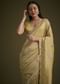 Yellow Tissue Saree With Floral Embroidery