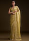 Yellow Tissue Saree With Zardosi And Red Stone Embroidery
